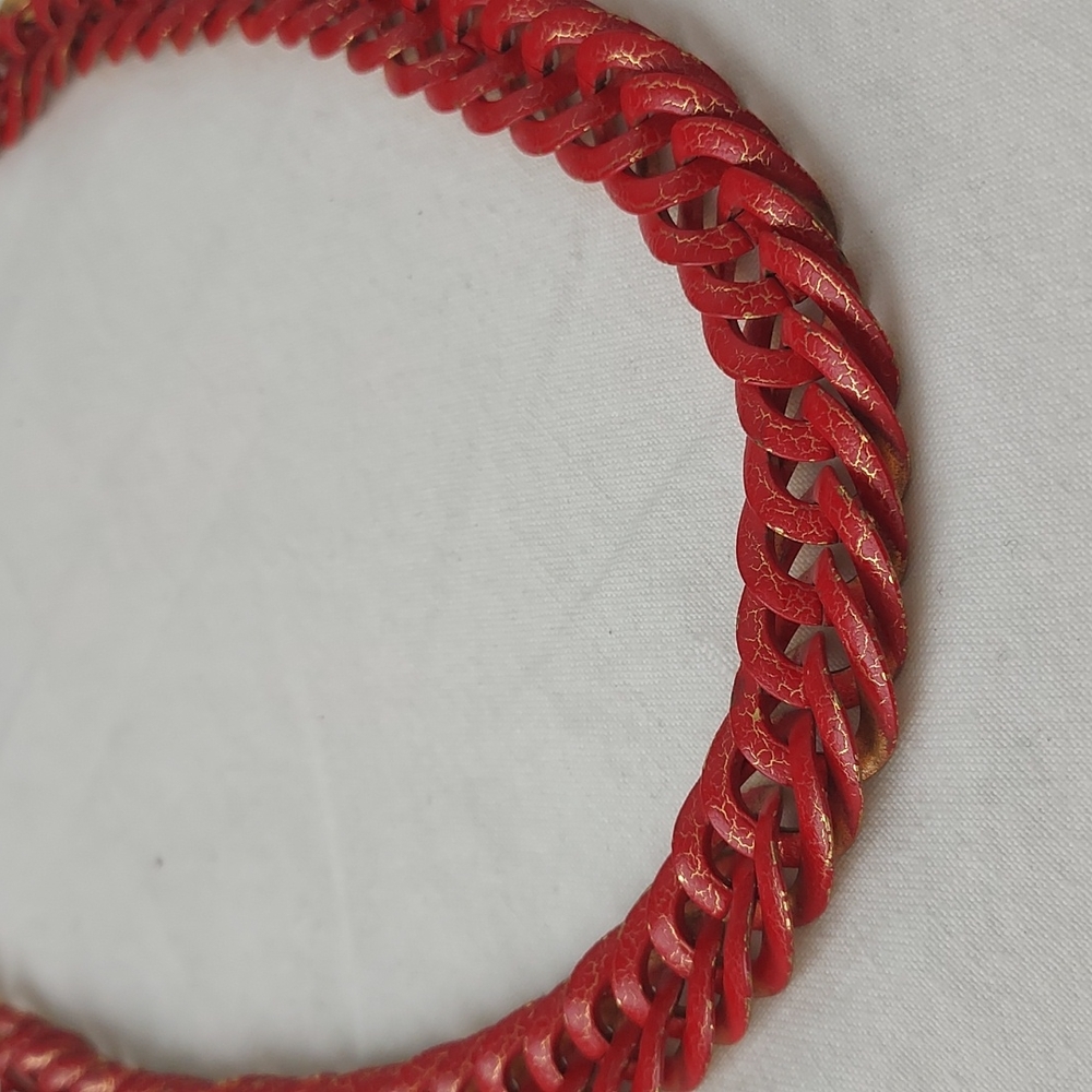 Chunky chain metal choker necklace red gold retro chain necklace unisex - Picture 4 of 16